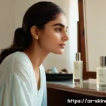 Home 19 스킨케어 전문가가 자주 접하는 고객 고민 - **Prompt:** A graceful young Arab woman, dressed in a flowy, elegant light-colored modest top and pa...