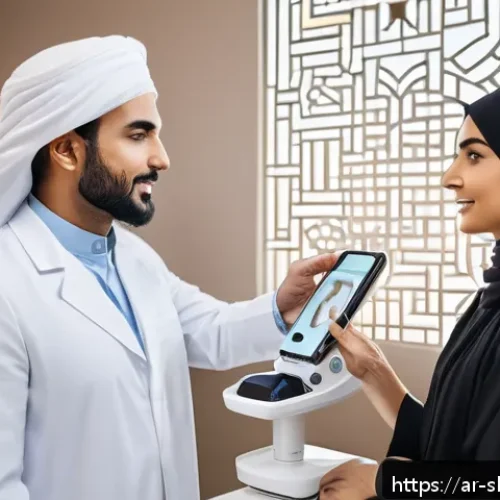 스킨케어 분야의 유망 직업 - A modern skincare clinic interior in Riyadh, featuring advanced AI-powered skin analysis devices wit...